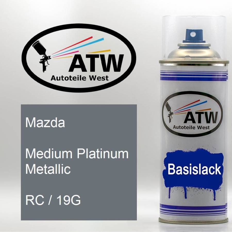 Mazda, Medium Platinum Metallic, RC / 19G: 400ml Sprühdose, von ATW Autoteile West.